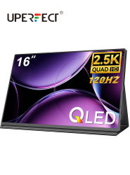 UPERFECT QLED 2K Monitor portátil actualizado de 16 pulgadas 8 bits colores brillo mate IPS HDR Pantalla de atención Monitor de juego Monitor de juego dual Pantalla de computadora HDMI Tipo-C VESA
