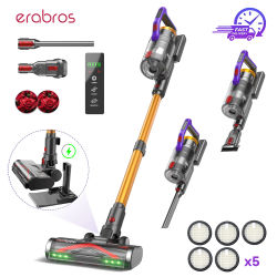 Aspiradora inalámbrica erabros EV7 de 70KPa y 550W, aspiradora de mano tipo palo, 70 minutos de autonomía, con base de carga y almacenamiento, con diseño aromático, aspiradora sin cable para la