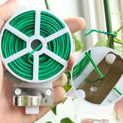 1 Rollo de Ataduras de Plástico y Acero Multifuncionales, Resistentes y Reutilizables, para Soporte de Plantas y Flores de Jardín