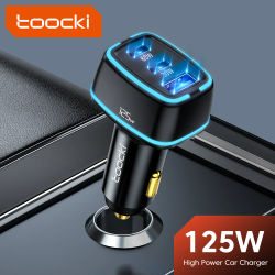 Toocki-cargador de coche QC3.0 de 125W, carga rápida PPS PD3.0, USB tipo C, cargador de teléfono para iPhone 14, 13, 12 Pro Max, portátil, iPad