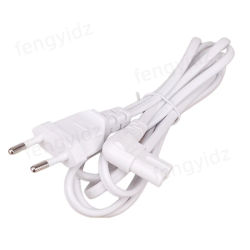 Blanco UE Euporean enchufe de 2 clavijas a IEC320 C7 figura 8 ángulo adaptador Cable de extensión de alimentación para Samsung Philips Sony LED TV