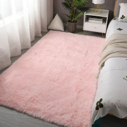 Alfombra rosa para dormitorio de niños, alfombra suave para suelo de niñas, decoración para sala de estar, alfombras grandes y esponjosas blancas para mesita de noche para niños