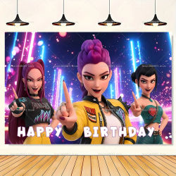 Telón de fondo de KPop Girl Demon Hunters, decoraciones para fiestas de cumpleaños de adultos y niños, pancarta para baby shower, accesorios de fondo para fotomatón.