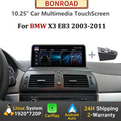 Reproductor Multimedia para Auto de 10.25 Pulgadas para BMW X3 E83 2003-2011 con CarPlay Inalámbrico, Android Auto, Bluetooth y Navegación