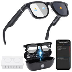 Gafas Inteligentes Hganus 800W con IA y Cámara, Estuche con Batería de 3600mAh, Gafas de Traducción Inteligente, Gafas de Sol con Grabación de Fotos y Vídeos, Aplicación ChatGpt, Teléfono, WIFI 4, BT
