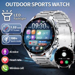 2026 nuevo para Android reloj inteligente hombre BluetoothCall linterna LED Monitor de ritmo cardíaco salud deporte Fitness Tracker Smartwatch hombres