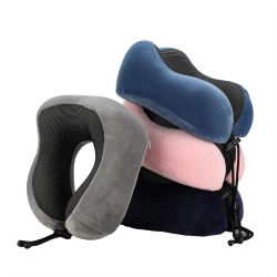 Almohada de algodón con memoria de viaje en U, cuello, coches y aviones, tela magnética en forma de U, 1 ud.