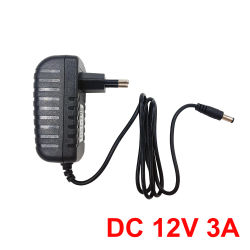 Adaptador de corriente DC 12V 3A AC 100-240V cargador de fuente de entrada adaptador de conmutación Universal enchufe convertidor para cámara CCTV DVR NVR LED