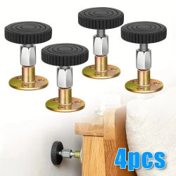 Paquete de 4 almohadillas ajustables para patas de muebles de Metal, estabilizadores de pared de soporte telescópico autoadhesivo, tapón de marco de cama antideslizante