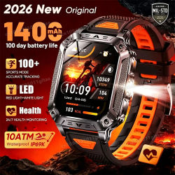 Reloj Inteligente Deportivo para Hombre 2026, Batería de 1400mAh, Linterna LED, Resistente al Agua 5ATM, Llamadas Bluetooth, Relojes Inteligentes Militares HW12