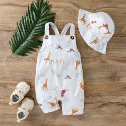 Mono sin mangas de verano para bebés de 1 a 3 años, ropa informal con estampado de animales de dibujos animados, monos de moda + sombrero, 2 uds.