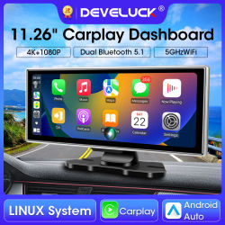 Cámara de salpicadero 4K DVR para coche de 11,26 pulgadas, doble lente, inalámbrica, Carplay y Android, grabadora de vídeo automática, Monitor, navegación GPS, 5G, Wifi, FM, AUX