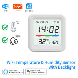 Sensor inteligente de temperatura y humedad Tuya, Monitor de aplicación WiFi 2,4G para hogar inteligente, funciona con asistente de Google Alexa