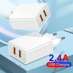 Cargador rápido USB 2.4A para teléfono móvil, adaptador de pared con enchufe UE/EE. UU./Reino Unido, cargadores de viaje para Samsung, Huawei y Xiaomi
