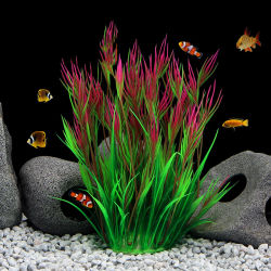 Plantas artificiales de Acuario, decoración de pecera, planta de agua, adorno de hierba, plástico, agua acuática subacuática, decoración de visualización de malas hierbas