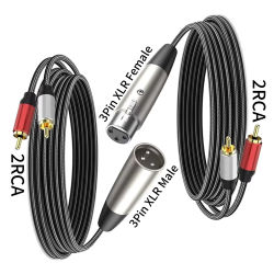 Cable de interconexión de Audio estéreo XLR de 3 pines hembra/macho a doble RCA macho Y divisor de inserción 2RCA a XLR para mezclador de micrófono y altavoz