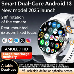 4G/5G Reloj inteligente Amoled completo Netcom Smartwatch de 1,98 pulgadas con batería de 1900 mAH 210 ° Cámara giratoria Android 13.0 Sistema dual GPS