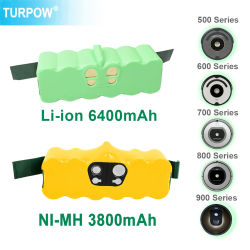 Batería de aspiradora de 6400mAh y 14,4 V para iRobot Roomba 500 600 700 800 900 980 895 890 770 780 790 650 630 530 570 580 baterías