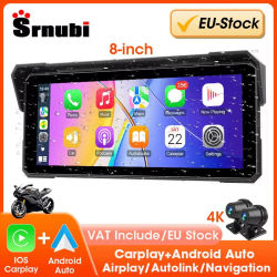 Srnubi 8 "Carplay motocicleta navegación GPS IP67 impermeable 4K Moto DVR inalámbrico Carplay Android Auto Moto grabadora Monitor