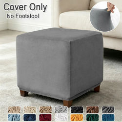 Funda otomana cuadrada de terciopelo, fundas elásticas suaves para reposapiés, sala de estar, casa, PUF, taburete, funda protectora para muebles