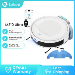 LEFANT M310 Ultra Aspiradora robot con función de fregado, succión de 6000 Pa, navegación láser ToF, electrodoméstico, evitación precisa de obstáculos, aplicación, control Alexa, función antienredos