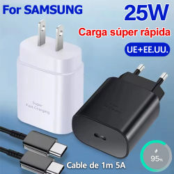 Cargador Samsung de 25W, adaptador de pared de carga súper rápida Usb tipo C para Galaxy S24 S23 FE S22 5G A55 A54 A53 A34 A33 A73 A05s Note10