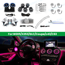 Luz ambiental de ventilación de turbina LED de 64 colores para Mercedes Benz W205 X253 GLC Coupe C43 C63s cubierta de altavoz de coche pieza de lámpara decorativa