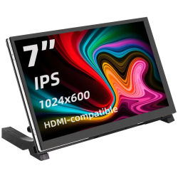 Pantalla portátil de 7 pulgadas IPS LCD pantalla táctil capacitiva Monitor 1024x600 altavoces opcionales para Raspberry Pi 5 4B 3B + ordenador portátil
