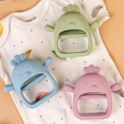 Guantes mordedores para bebé, sin BPA, silicona para la dentición de niños, cuidado Dental para recién nacidos, encías, mano anticomer ​ Accesorios para bebés Molar Stick