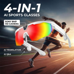 Gafas Inteligentes Deportivas con IA y Cámara 2026, Auriculares para Ciclismo al Aire Libre, Control Táctil, Resistentes al Viento, Bluetooth, Traducción, Gafas de Sol