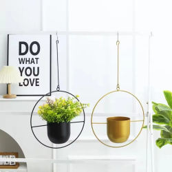 Cesta colgante de plantas de hierro creativa con gancho, maceta moderna para plantas suculentas, cubo colgante, maceta Simple para plantas, decoración del hogar