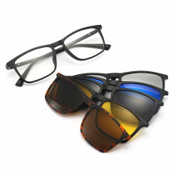 6 en 1 gafas de sol magnéticas ópticas polarizadas personalizadas Clip magnético en gafas de sol marco bisagra de resorte