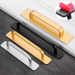 Manija de puerta sin perforaciones, tiradores de gabinete de cocina de aluminio, autoadhesivos, ventana de inodoro, perillas de puerta corredera, herrajes para muebles
