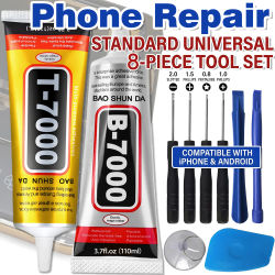 Agente adhesivo universal para pantallas de teléfonos móviles B7000; pegamento T7000 «superglue» negro extra fuerte; herramientas de reparación para teléfonos móviles: kit de desmontaje y reparación