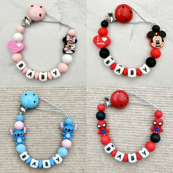 Chupetes Personalizados con Nombre/Letra para Bebés, Colgante de Silicona para Chupetes, Clips para Chupetes, Mordedor, Juguetes para Bebés, Regalos
