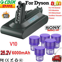Batería para Dyson V10 SV12, para Dyson Cyclone Batería de repuesto 25.2V V10 Animal V10 Absolute V10 Fluffy V10 Motörhead V10 Total Clean Aspiradora Dyson, 6000mAh 88.2Wh