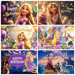 Telones de fondo de la princesa Rapunzel de Disney Tangled, decoraciones para fiesta de cumpleaños de niña, pancarta para baby shower, regalos, fondo para fotografía
