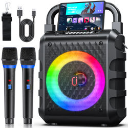 FanFun Altavoz Inalámbrico, Altavoz Bluetooth Portátil con Micrófono y Luz LED, Máquina de Altavoz de Karaoke, Sistema de Karaoke en Casa