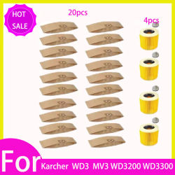 Bolsa de polvo de repuesto, filtro Hepa para Karcher WD3 Premium WD3200 WD 3300 MV3, accesorios A2004 A2054, repuestos de aspiradora