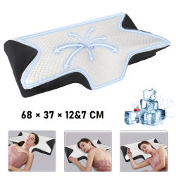 Almohada Ergonómica de Espuma Viscoelástica con Funda Transpirable, Almohada de Soporte Cervical para Aliviar el Dolor de Cabeza, Cuello y Espalda para Dormir de Lado o Boca Arriba