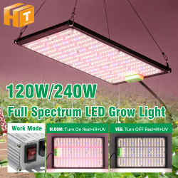 Lámpara de Cultivo LED de Espectro Completo de 120W LM301H con Luz Roja, IR y UV, Modo de Funcionamiento Floración y Crecimiento Vegetativo, para Plantas, Flores y Germinación