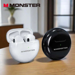 Auriculares Monster Original TWS Bluetooth 5,2, auriculares Bluetooth con clip para la oreja de baja latencia, auriculares deportivos para juegos y música de alta fidelidad con llamadas HD