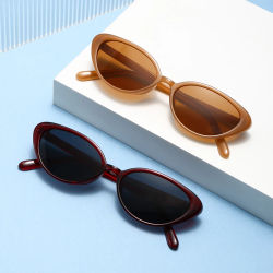 2 uds remaches marrón moda gafas de sol tipo ojo de gato para mujer marca diseñador gafas de sol mujer triángulo sombras UV400 gafas moradas