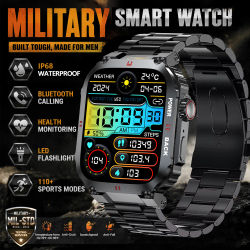 Reloj Inteligente Deportivo para Exteriores 2026, Luz LED de Muñeca, Monitorización del Sueño, Pantalla a Color de Alta Definición, Llamadas Bluetooth, para Hombre