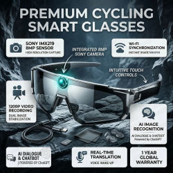 Gafas Inteligentes con IA para Deportes al Aire Libre, Cámara de Video 1200P, WiFi, Traducción, Llamadas Bluetooth, Lentes Polarizadas, Antivibración, para Conducir