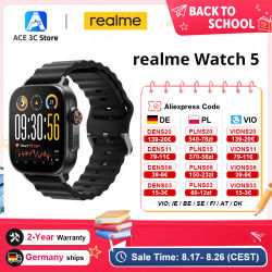 Versión global realme Watch 5 Smartwatch Brújula y GPS independiente con 5 GNSS Pantalla AMOLED de 1,97 pulgadas Hasta 14 días de duración superlarga