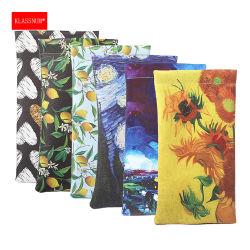KLASSNUM-bolsa para gafas estilo pintura al óleo para hombre y mujer, Funda de cuero PU para gafas de sol, almacenamiento portátil, Protector de gafas