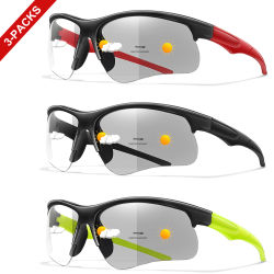 3 pares de gafas de sol fotocromáticas para ciclismo para hombres y mujeres, gafas de medio marco para deportes al aire libre, gafas para correr, senderismo y conducir