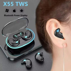 Auriculares X55 para dormir, miniauriculares inalámbricos para el trabajo, TWS, Bluetooth, estéreo, oculto, con micrófono, llamada HD, resistentes al agua