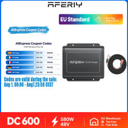 AFERIY DC600 580W Cargador Alternador DC-DC 48V Cargador Rápido para Automóvil 12V/24V Batería de Vehículo a Estación de Energía Portátil 6X Carga Rápida Conector Anderson RV Camping Fuera de la Red